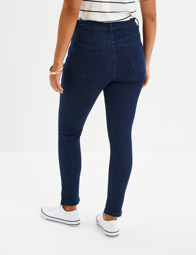 Jeans skinny taille haute cropped denim brut femme