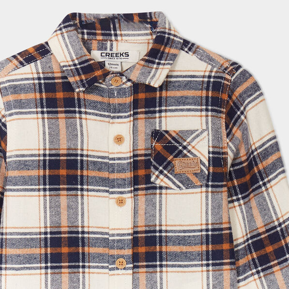 chemise manches longues coton creeks ecru bebeg Chemise manches longues coton Creeks ecru bébé garçon