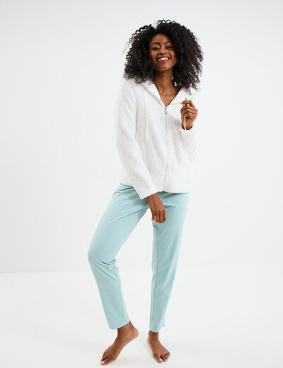 Veste de pyjama effet polaire ivoire femme