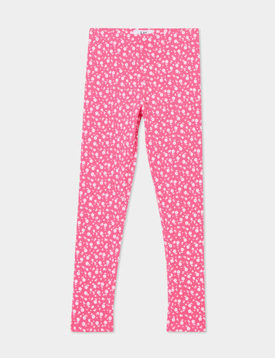 Legging long élastiqué coton rose fushia fille