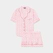 Ensemble pyjama short soyeux 2 pi&egrave;ces rose clair femme