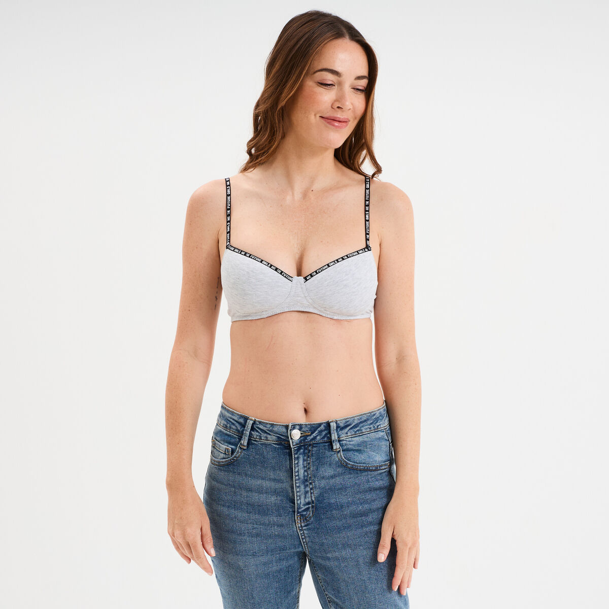 Soutien-gorge triangle padd&eacute; gris femme