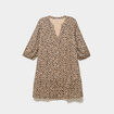 Robe courte fluide &eacute;vas&eacute;e boutonn&eacute;e beige clair femme grande taille