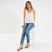 Débardeur broderie anglaise à bretelles blanc femme