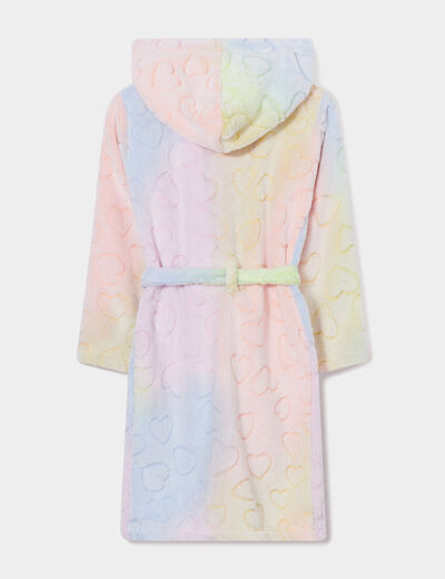 Peignoir effet polaire ceinturé capuche multicolore fille