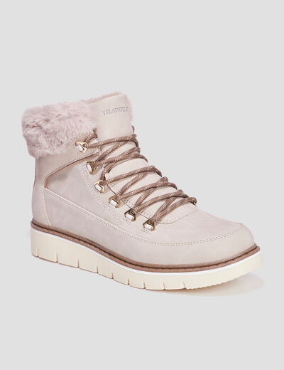 Bottines fourrées à lacets Trappeur taupe femme