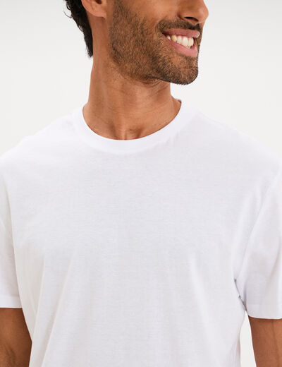 T-shirt droit en coton manches courtes blanc homme