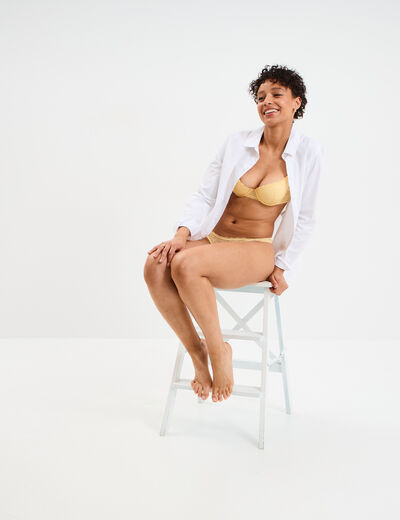 Soutien-gorge corbeille paddé dentelle jaune clair femme