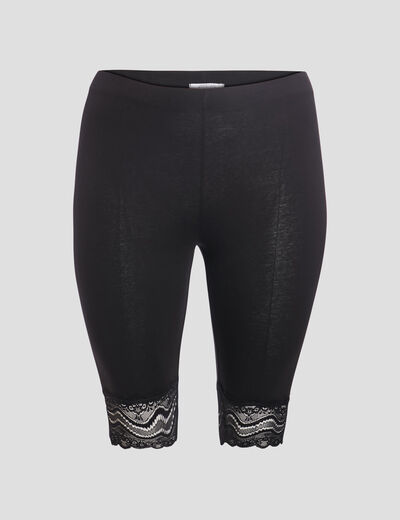 Legging court cycliste à dentelle noir femme grande taille