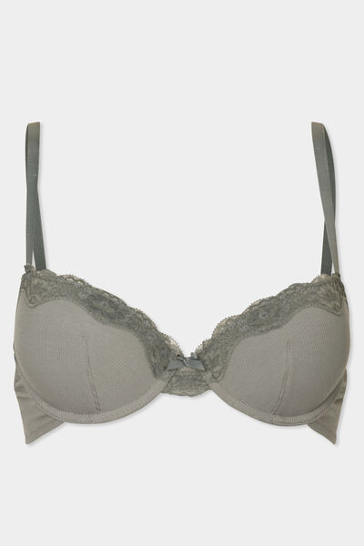 Soutien-gorge corbeille padd&eacute; vert kaki femme
