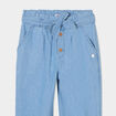 Pantalon slouchy fluide ceinturé en jean denim double stone fille