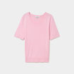 Pull manches courtes col rond rose clair femme