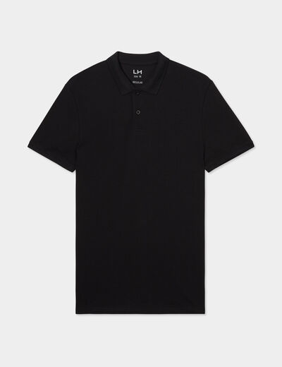 Polo en coton manches courtes noir homme