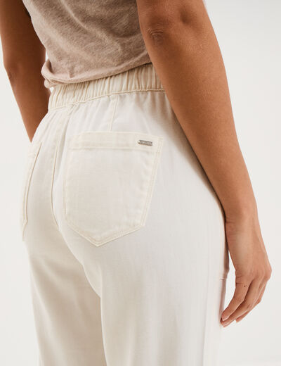 Pantalon mom taille &eacute;lastiqu&eacute;e creme femme