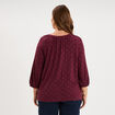 Blouse manches 3/4 et col tunisien bordeaux femme grande taille