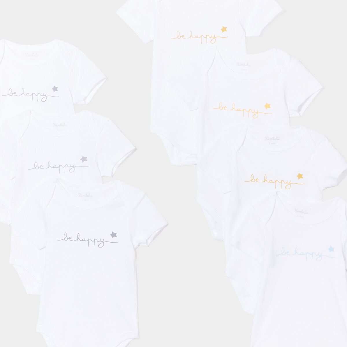 Lot 7 bodies US coton manches courtes blanc bébé