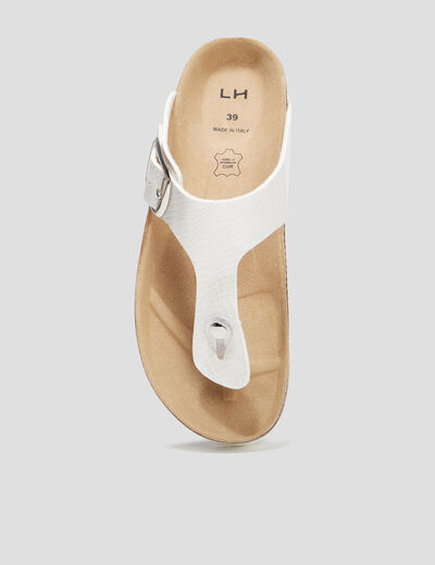 Mules plates entredoigts blanc femme