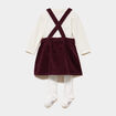 Ensemble 3 pi&egrave;ces avec robe velours violet fonc&eacute; b&eacute;b&eacute; fille
