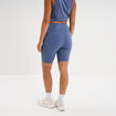 Short cycliste de sport taille haute bleu fonc&eacute; femme