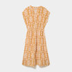 Robe longue cr&eacute;pon col tunisien jaune ocre femme