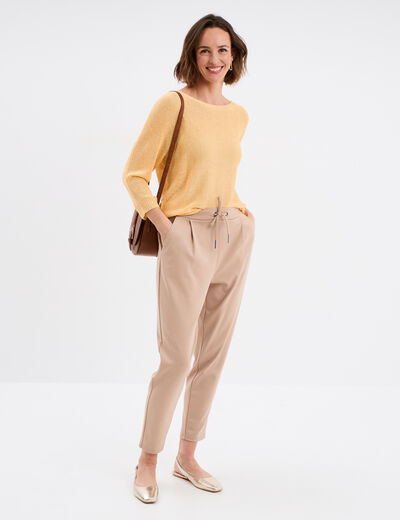 Pantalon en molleton à taille élastiquée sable femme