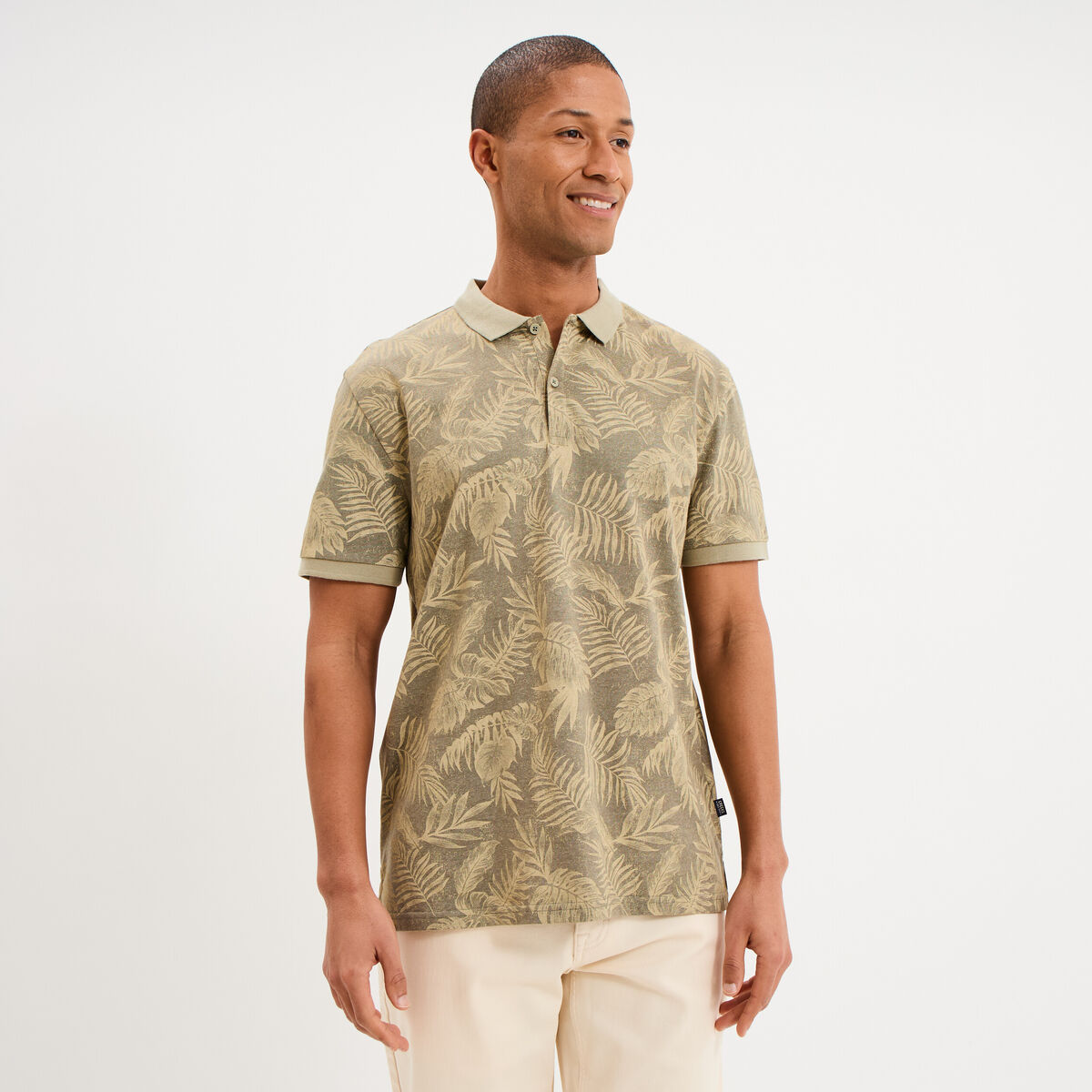 Polo jersey droit manches courtes coton vert homme
