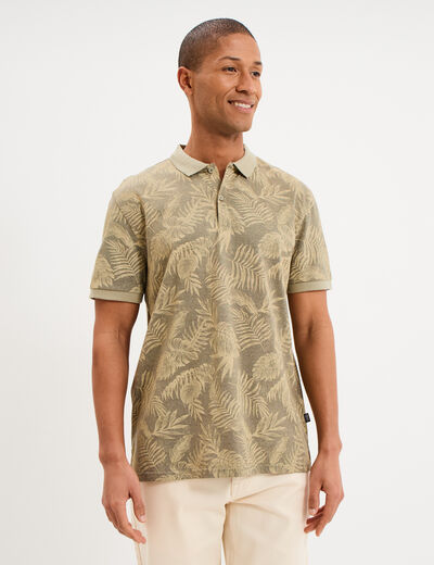 Polo jersey droit manches courtes coton vert homme