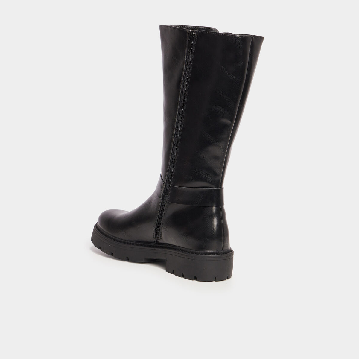 Bottes crantées avec boucles noir femme