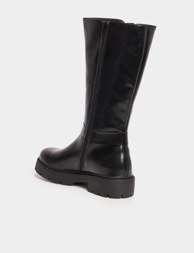 Bottes crantées avec boucles noir femme