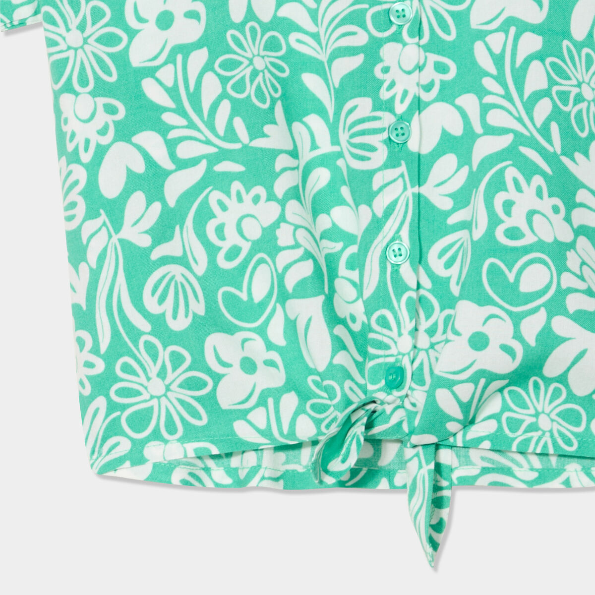 Chemise nou&eacute;e manches courtes vert fille