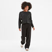 Pantalon droit taille haute noir femme