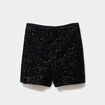 Short &agrave; sequins taille haute noir femme