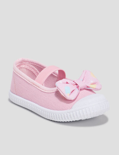 Babies en toile avec noeuds rose fille