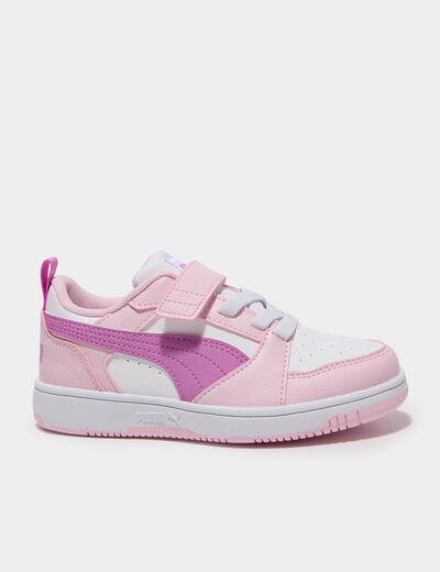 Tennis scratchs &agrave; lacets Puma Rebound V6 rose clair fille