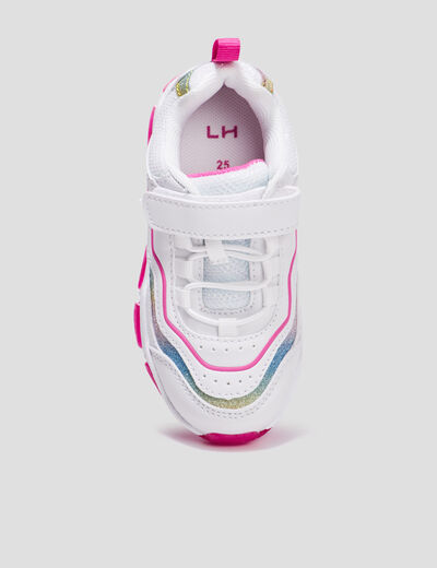 Baskets running lumineuses à scratchs blanc fille