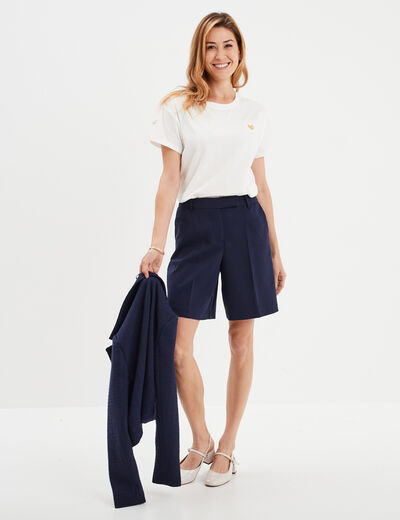 T-shirt manches courtes coton blanc femme