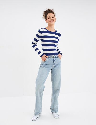 Pull côtelé manches longues Creeks blanc femme