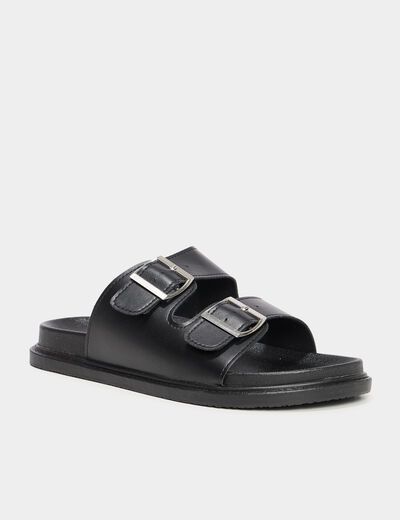 Mules avec boucles noir femme