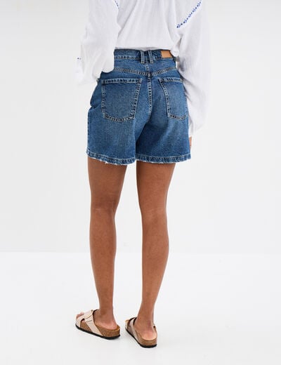 Short mom en jean 5 poches coton denim stone femme