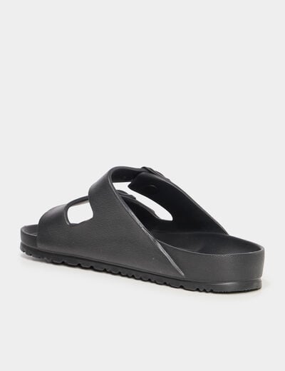 Mules de plage avec boucles noir femme