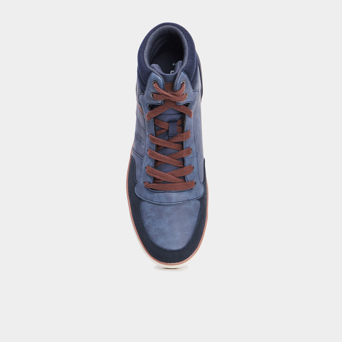Baskets montantes &agrave; lacets bleu homme