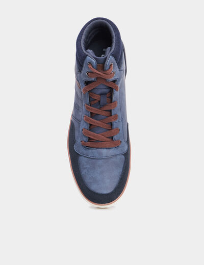 Baskets montantes à lacets bleu homme