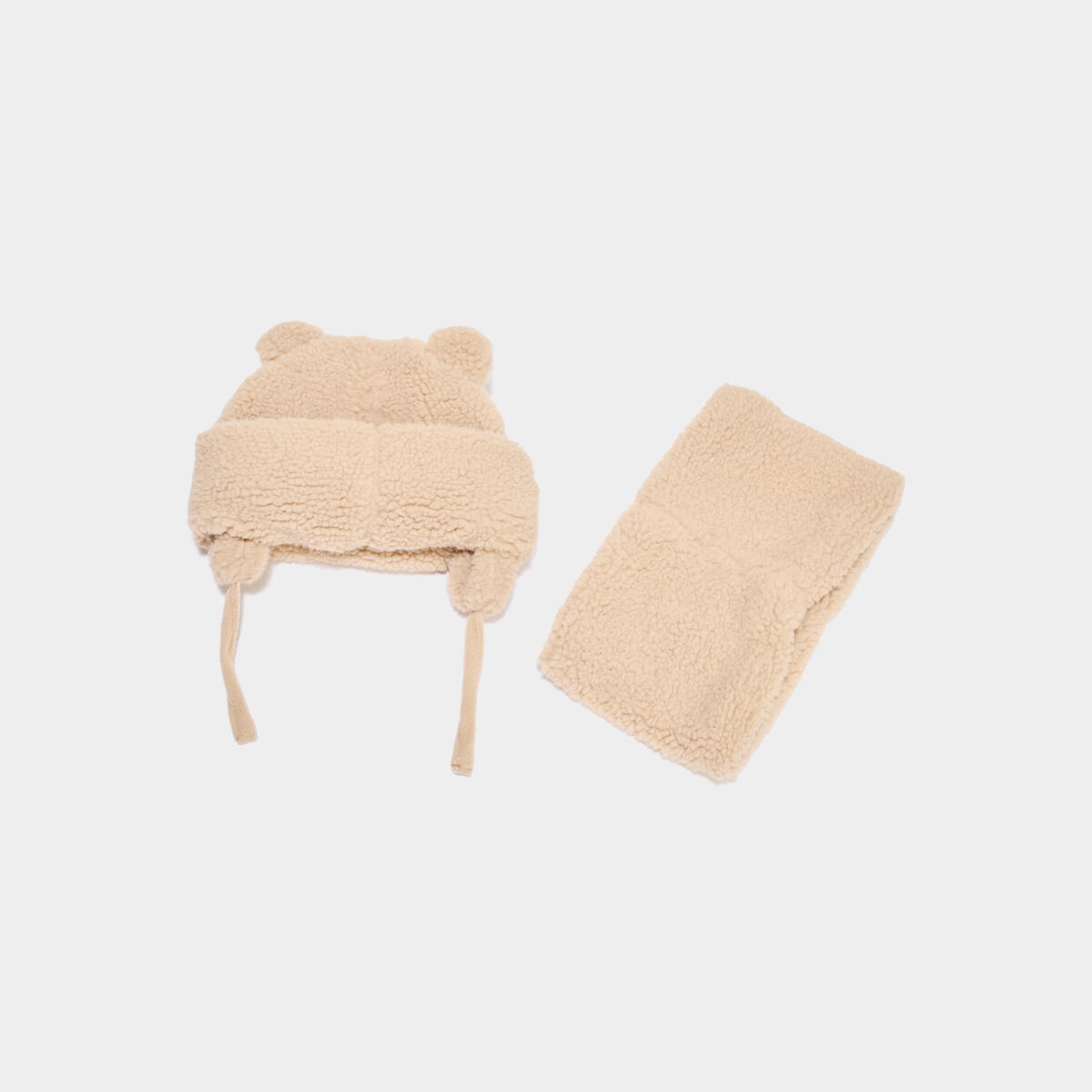 Ensemble bonnet et tour de cou sable mixte