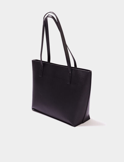 Sac shopper d&eacute;tails zipp&eacute;s noir femme
