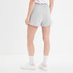 Short de jogging taille élastiquée gris clair femme