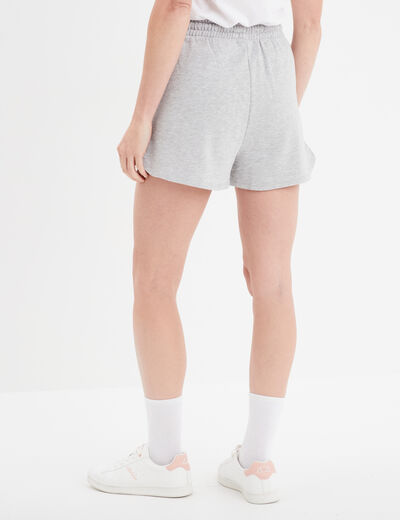 Short de jogging taille élastiquée gris clair femme