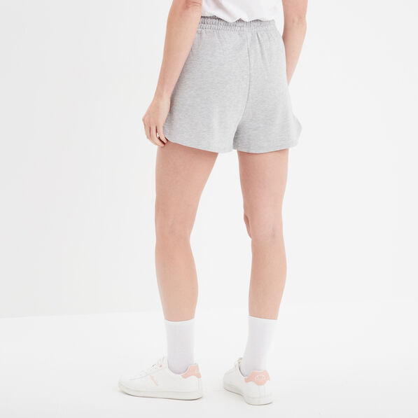 Short de jogging taille élastiquée gris clair femme