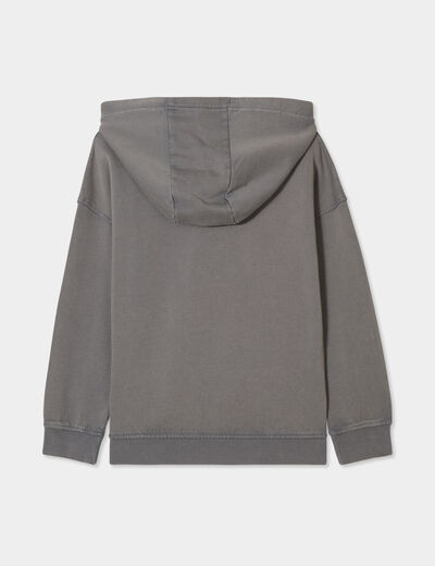Sweat camionneur hoodie à capuche coton gris foncé garçon