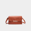 Sac en bandoulière avec rabat marron cognac femme