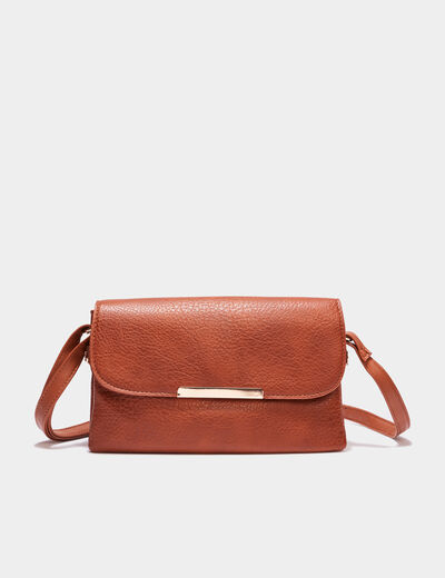 Sac en bandoulière avec rabat marron cognac femme